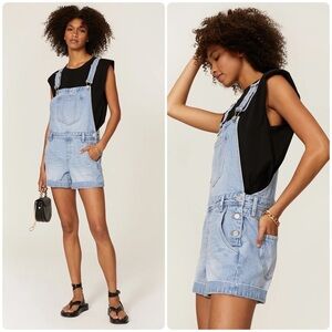BLANKNYC Women’s Size 26 Light Blue Shorttall Cuffed Hem Cotton Denim Overalls